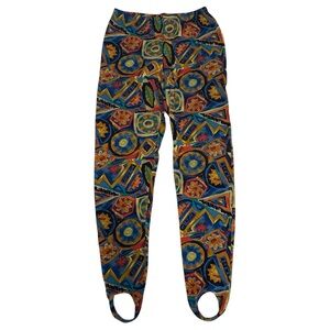 Vintage FORENZA 80s Stirrup Leggings Geometric Stretch High Rise Pant Large